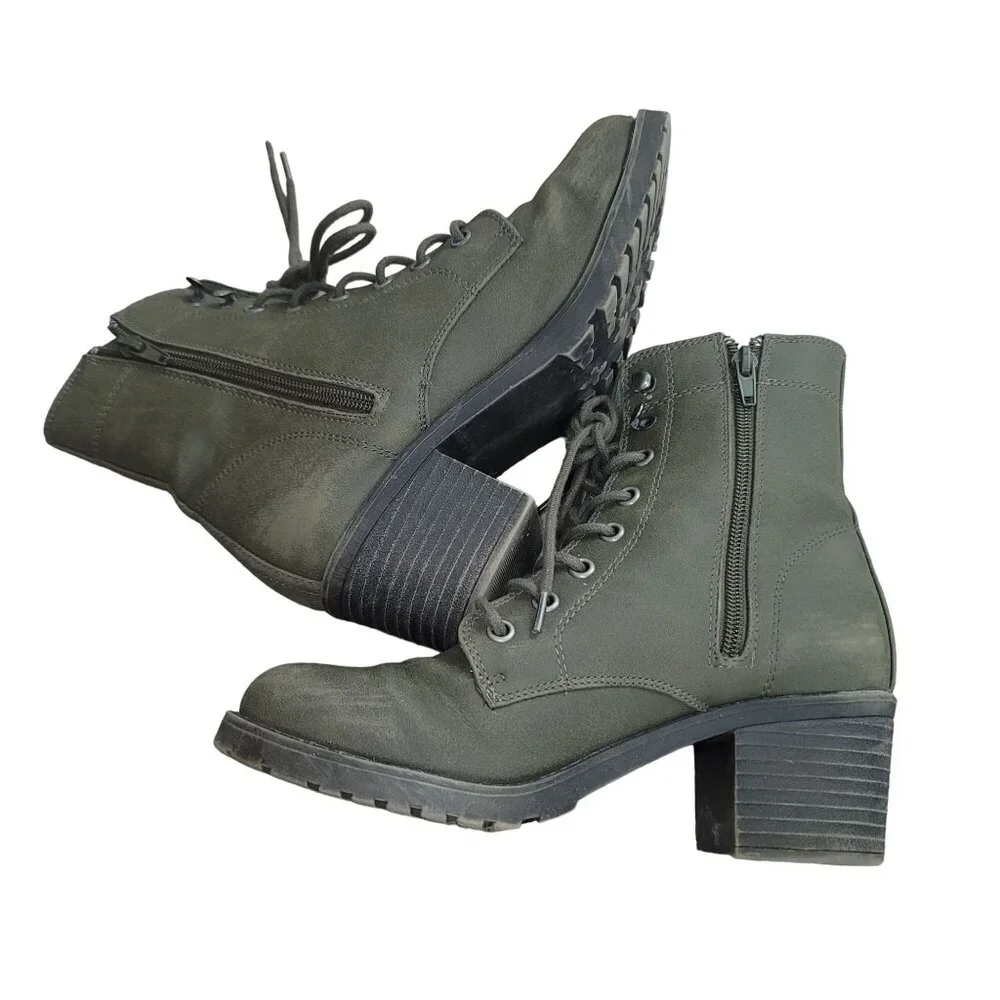 Madden NYC Klarra-P Ankle‎ Combat Boots Army Women's Sz 7 Y2K Military Gorpcore